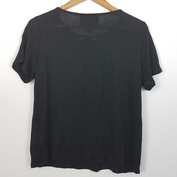 James Coviello Anthropologie Black Laced Linen Tee - Picture 3 of 5
